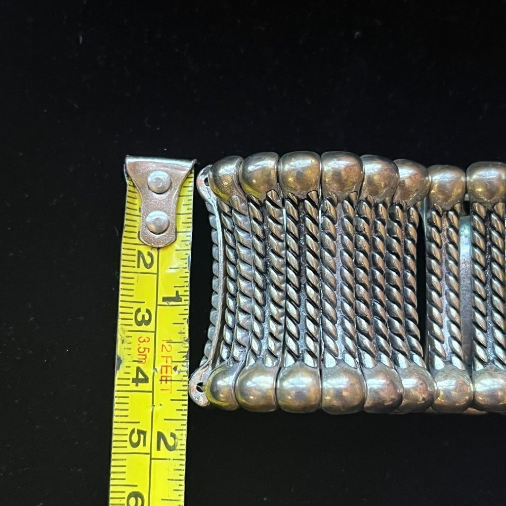 Large Silver Statement Bracelet Bubble Braid Deta… - image 6